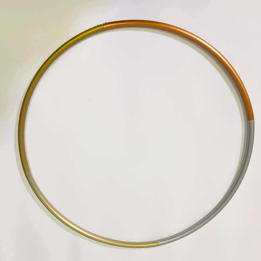 Metallic hula hoop in 4 sections. Copper hoop, Silver hoop, Gold tubing, cryptic Egyptian hoop