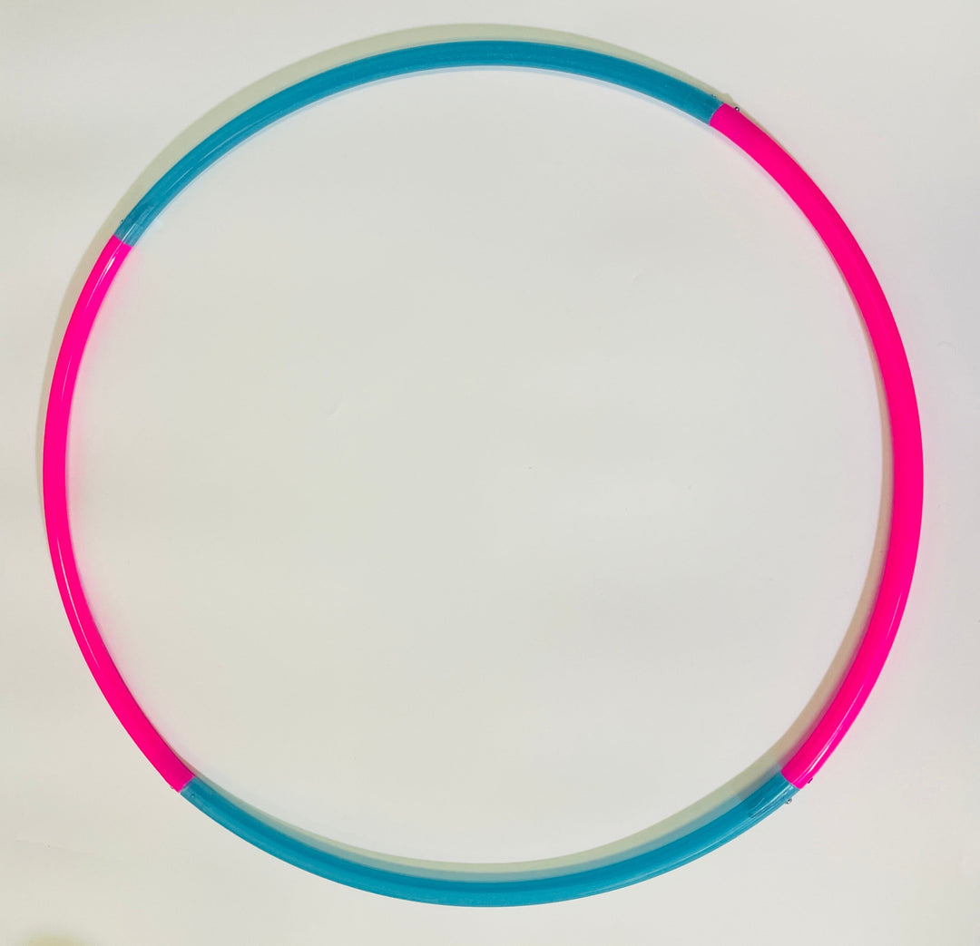 4 piece travel hula hoop in blue and pink alternating colours