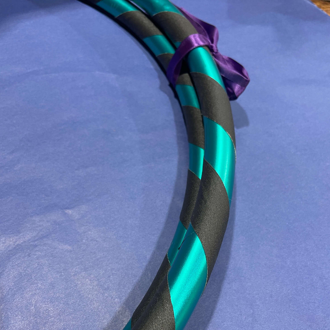 Teal Satin  and black gaffer shiny beautiful polypro hula hoop