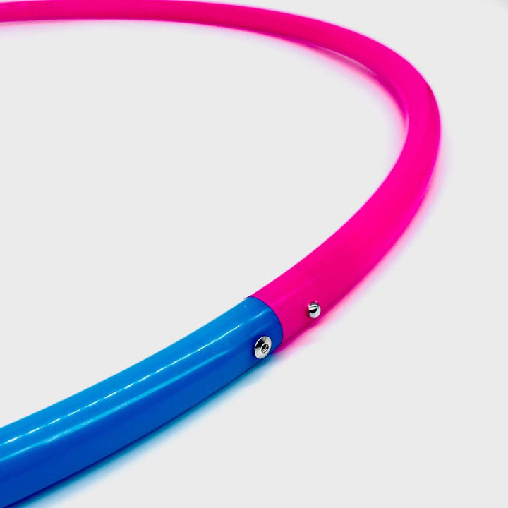 Nuclear pink and blue sectional hula hoop connected travel hula hoop