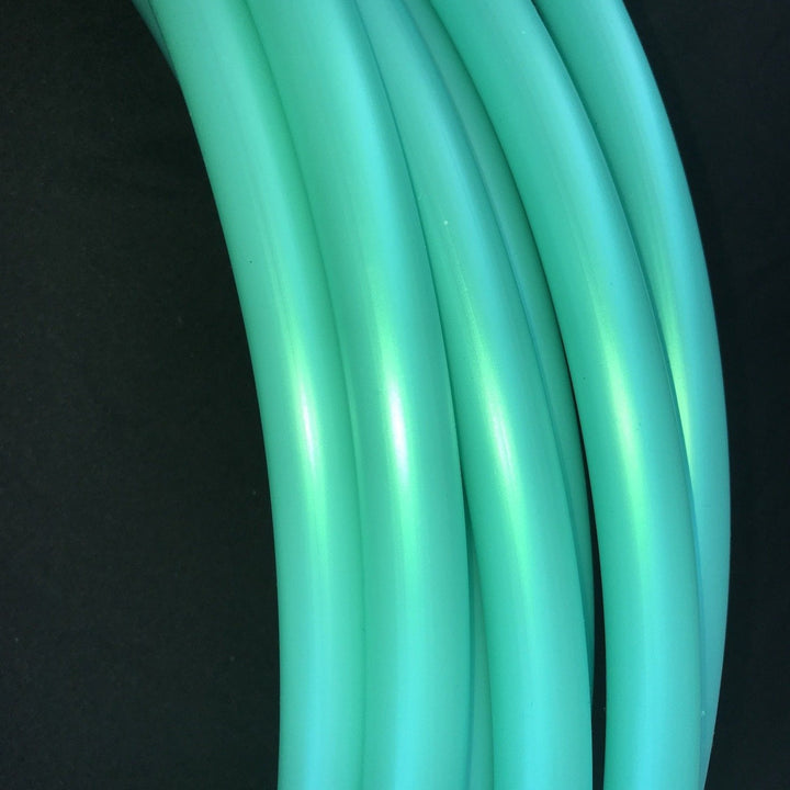 Caribbean polypro hoop. Beautiful hula hoop in sea coloured tubing. This hoop is tropical sea green in metallic tubing. perfect polypro